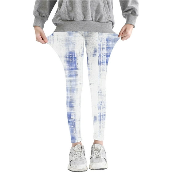 Tie Dye Leggings for Girls Super Stretch Skinny Cotton Comfort Pants Sleepwear Lightweight Fashion Toddler Fall Outfits, Blue, 6 Years