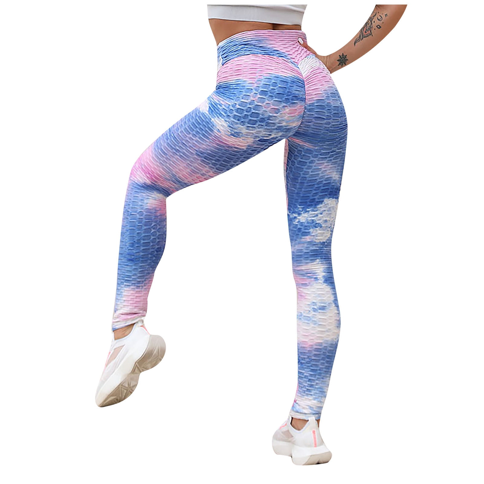 Tie Dye Leggings for Women, High Waisted Scrunch Butt Lifting TIK Tok Pants  Compression Yoga Workout Colorful Tights Blue
