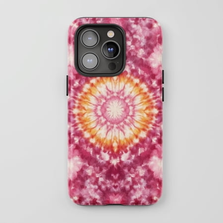 Tie Dye Mandala For All iPhone Series Tough Phone Case Psychedelic Pink Orange