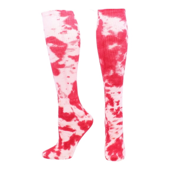 TCK Krazisox Tie Dye Knee High Socks - Scarlet White