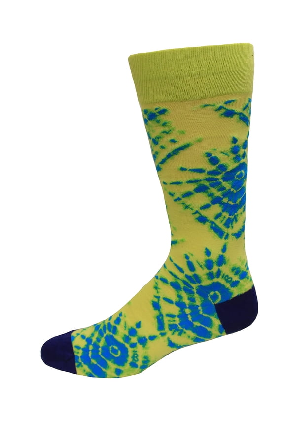 Tie Dye Neon Yellow Mens Crew Socks