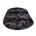 thumbnail image 1 of Tie Dye Oval Plush Area Rug, Long Bedroom Bedside Cloakroom Decorative Mat, Soft Non Slip Floor Carpet (Gray ,40*60CM), 1 of 2