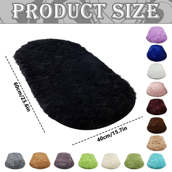 Tie Dye Oval Plush Rug, 15.7 × 23.6 Inch Soft Long Shag Area Rug, Living Room Bedroom Decorative Mat, Non-Slip, Coffee Brown
