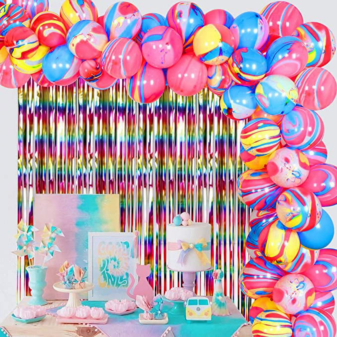 Tie Dye Spiral Themed Kindergarten Birthday Party Decoration Set