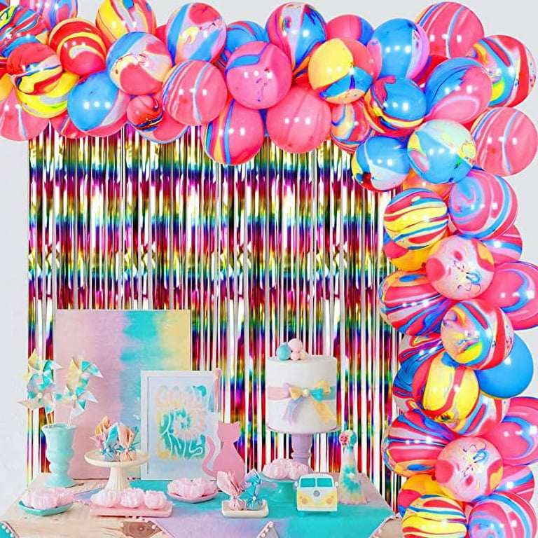 Tie Dye Party Decorations for Girls Birthday - Balloon Garland for Hippie  Party Decorations 60s 70s Party Decorations and Supplies, Art Paint Rainbow  Theme Party 