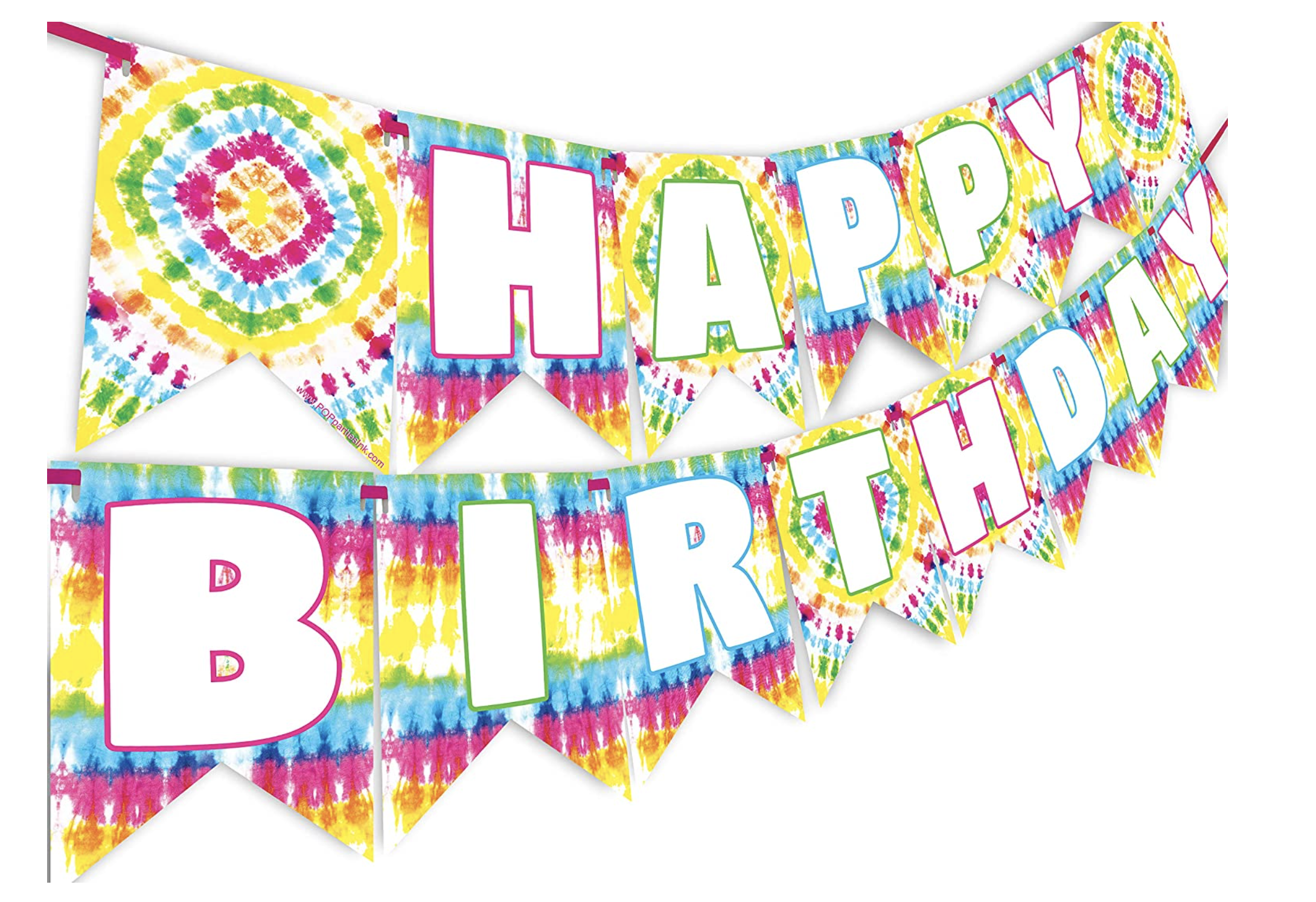 POP PARTIES Tie Dye Party Happy Birthday Banner - Tie Dye Party Supplies - Tie Dye Party Decorations - Art Party Supplies - Art Party Decorations - Art Party Banner