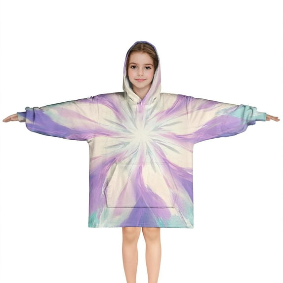 Tie Dye Pattern Blanket Hoodies for Kids 6-13YR Oversize Wearable Blanket Hoodies for Boys Girls Teens