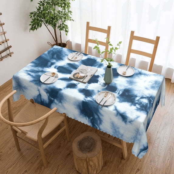 Tie Dye Pattern Tablecloth Rectangle Waterproof Spill-Proof Table Cloth Cover For Kitchen Dining Farmhouse Party Wedding Outdoor Picnic Camping 54x72in