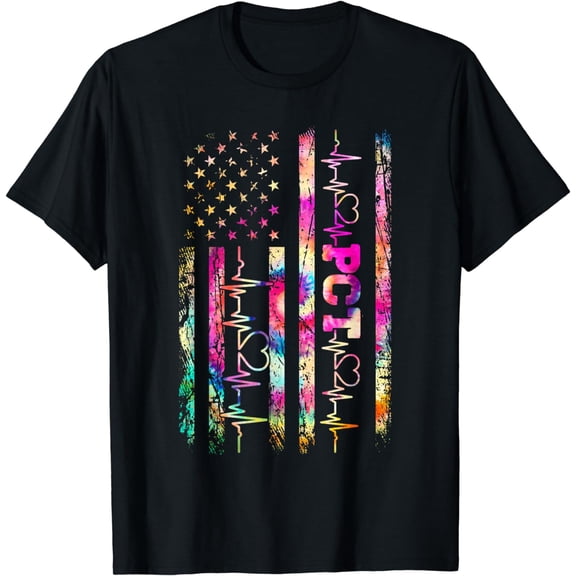 Tie Dye Pct Us Flag Patient Care Technician Patient Care T-Shirt