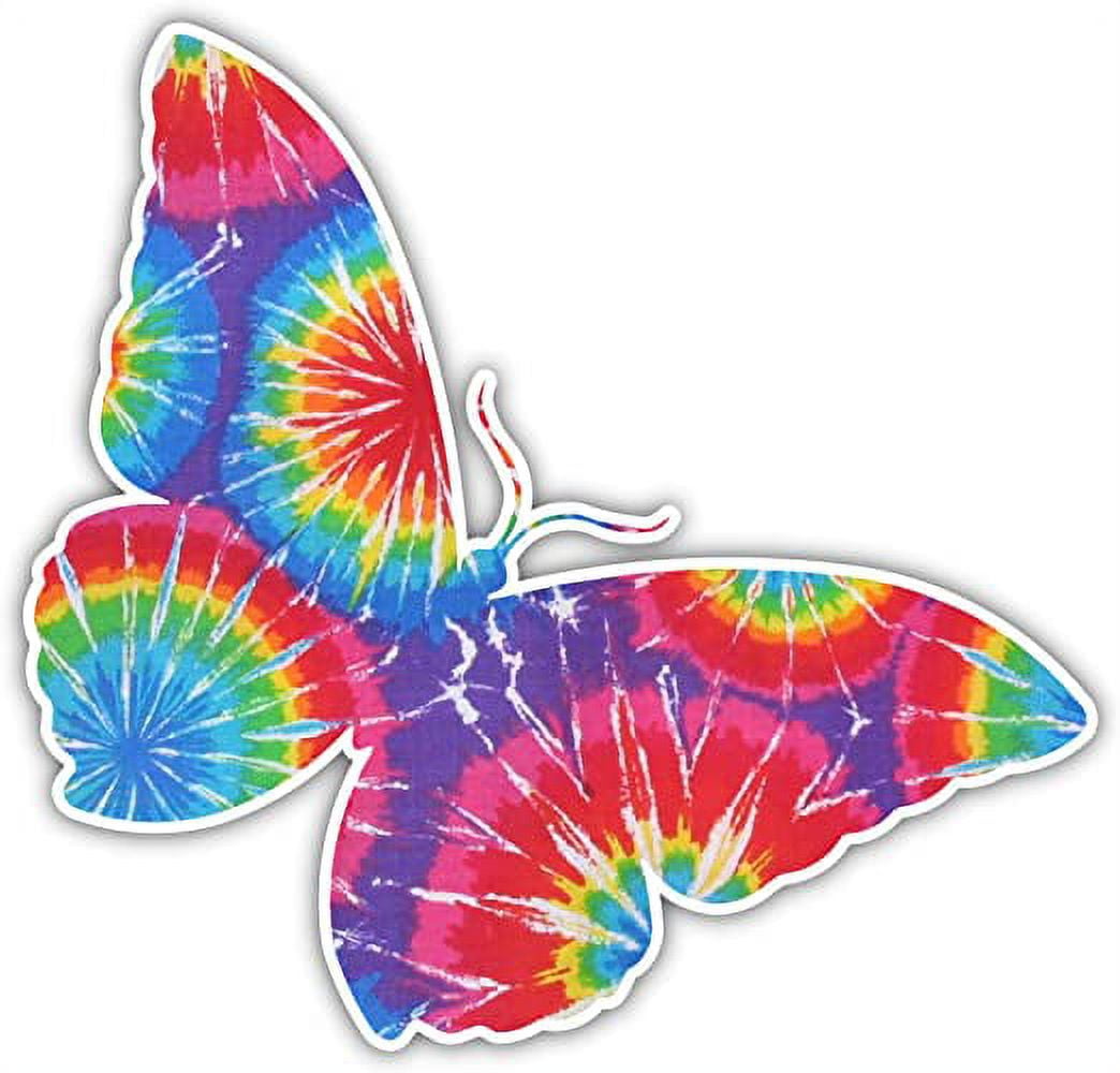 Tie Dye Peace Butterfly Craft Hippie Sticker Decal 5x5 inches