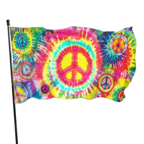 Tie Dye Peace Flag 3x5 Ft Breeze Rainbow Color Hippie Flag Outdoor Indoor Outside Garden Yard Banner Decorative With Metal Grommets Sign