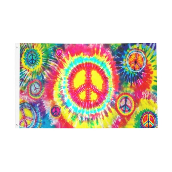 Tie Dye Peace Flag 3x5 Ft Outdoor Indoor With Grommet Garden Yard Banner Decorative Sign