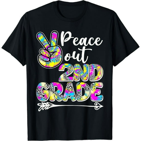 Tie Dye Peace Out 2nd Grade Last Day Of School Leopard T-Shirt