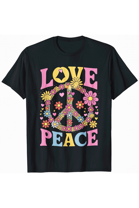 Tie-Dye Peace Sign Cute Love Colorful Tye Dye Hippie Flowers T-Shirt