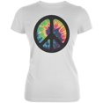thumbnail image 1 of Tie Dye Peace Sign Distressed Halftone Juniors Soft T Shirt, 1 of 1