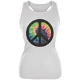 thumbnail image 1 of Tie Dye Peace Sign Distressed Halftone Juniors Soft Tank Top White X-LG, 1 of 1