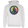 thumbnail image 1 of Tie Dye Peace Sign Distressed Halftone Mens Hoodie White SM, 1 of 1