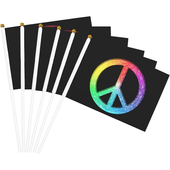 Tie Dye Peace Sign Flag 5x8 In Outdoor Decoration Handheld Stick Flags Six Piece