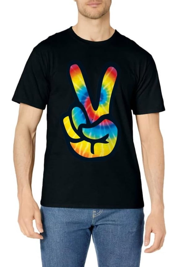 Tie Dye Peace Sign Hand | V Symbol 60s 70s 80s Tee T-Shirt