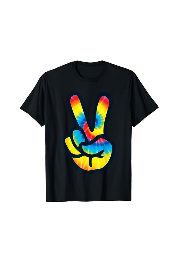 Tie Dye Peace Sign Hand | V Symbol 60s 70s 80s Tee T-Shirt
