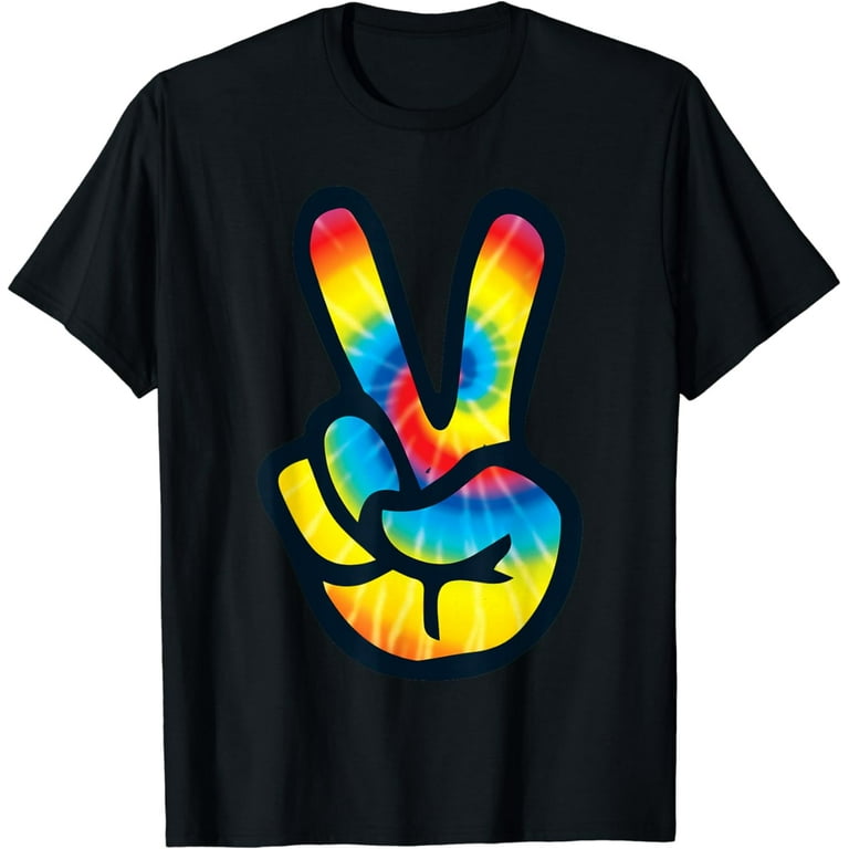 Tie Dye Peace Sign Hand T-Shirt | V Symbol 60s 70s 80s Tee Tie Dye Peace Sign Hand T-Shirt | V Symbol 60s 70s 80s Tee