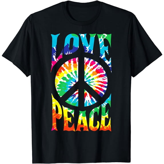 Tie Dye Peace Sign Love 60's 70's Hippie Women Mom T-Shirt