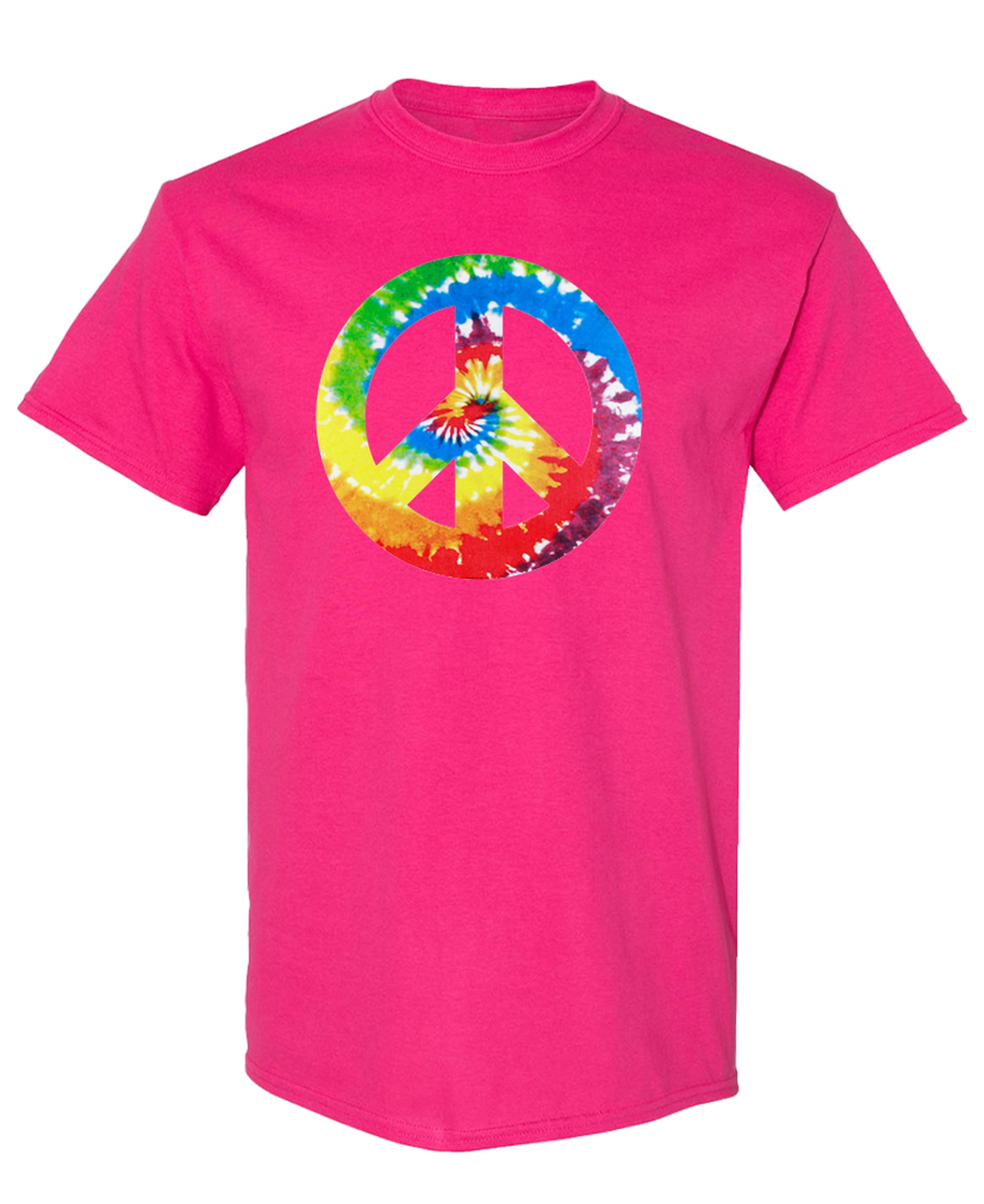 Tie Dye Peace Sign T-Shirt The Goozler Men Women - Heliconia - 5XL ...