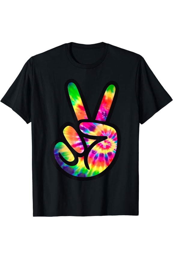 t-shirt Tie Dye Peace Sign retro costume idea Peace and love design T-Shirt mens,black,women,funny,journey,Crew Neck, Short Sleeve,custom clothing patterns.gift