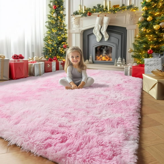 Tie Dye Pink Area Rug for Living Room,5x8 Rug,Fluffy Thick Rug for Bedroom,Soft Indoor Furry Rug for Kids Room,Teen,Women,Shag Modern Cool Rug for Nursery Playroom Classroom,Carpet