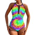 thumbnail image 1 of Tie Dye Pinwheels Swimsuit Sexy Colorful Print Ladies Swimwear One Piece Fashion Swimsuits Vaion Bath Push Up Mesh Beachwear, 1 of 7