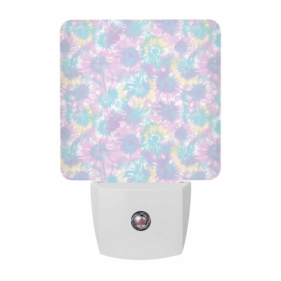 Tie Dye Plug-in LED Night Lights Ombre Boho Abstract Art Auto Dusk-to-Dawn Sensor for Bedroom, Bathroom, Kitchen, Nursery, Hallway, Stairs, Wall Home Decor