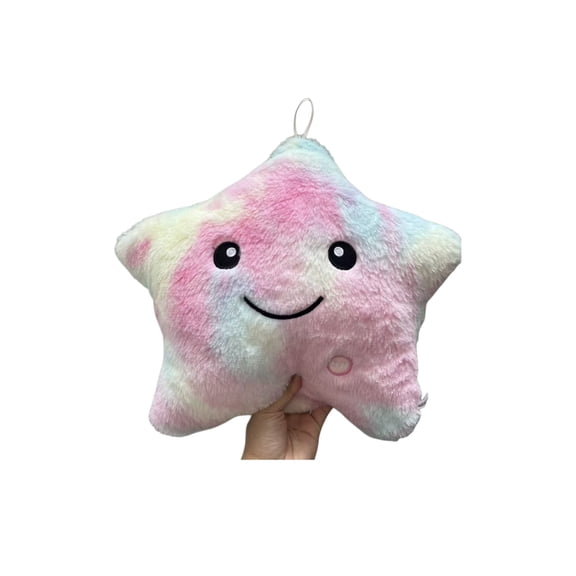 Tie Dye Plush Star Pillow Glow Soft Faux Fur Decorative Throw Cushion