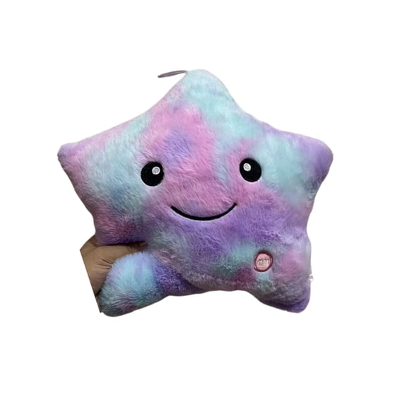 Tie Dye Plush Star Pillow Glow Soft Faux Fur Decorative Throw Cushion