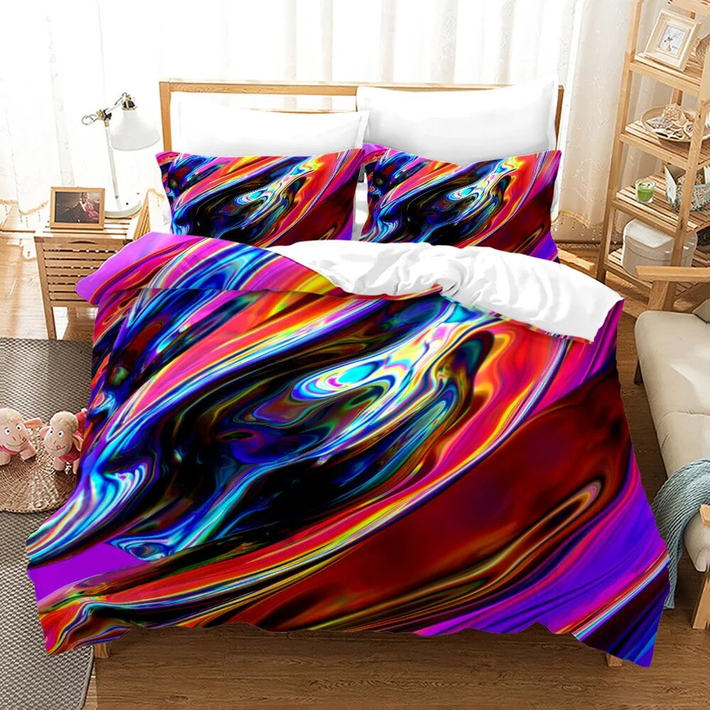 Tie Dye Polyester Duvet Cover Set King Size Colorful Galaxy Art Pink