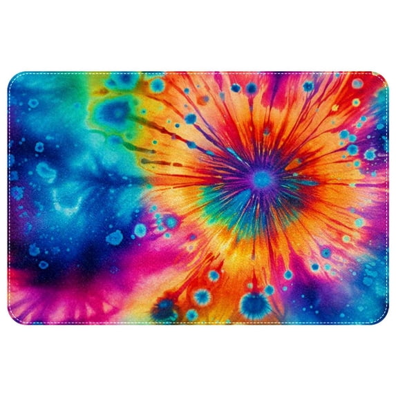 Tie Dye Polyester Non-Slip Machine Washable Chair Rugs Office Mat Area Rugs Bath Rug