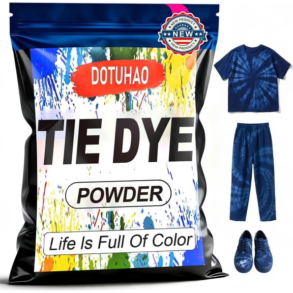 Tie Dye Powder, Dark Blue Tie Dye for Clothes, Fabric Dye, Permanent & Washfast Powder Tie Dyes, Creative Dyes for Clothes (Dark Blue, 2 oz)