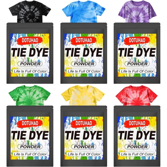 Tie Dye Powder Kit, 6 Colors Clothing Dye, Fabric Color Dye, Permanent & Washfast Powder Tie Dyes, Creative Dyes for Clothes(6 Colors, 2 OZ)
