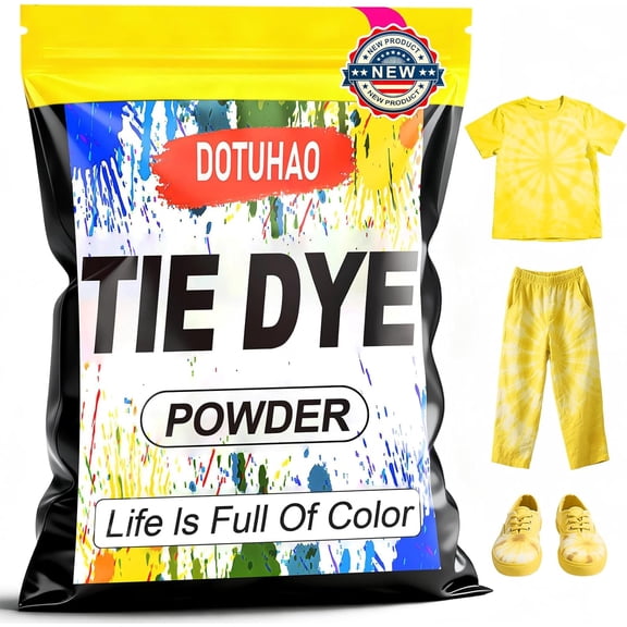 Tie Dye Powder, Yellow Fabric Dye, 1 LB Tie Dyes for Clothes, Creative Dyes for Clothes, Perfect for Arts & Crafts, DIY Fabric Art (Yellow, 1 LB)
