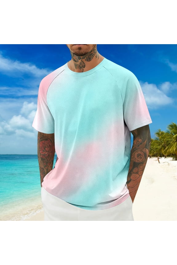 Tie Dye Print Short Sleeve T Shirt Birdseye Breathable Comfort Casual Tee for Daily Wear Mens Set Shirts Men for Rub Some Dirt on It Shirt ee Shirts for Men Shirts Men Running Shirts
