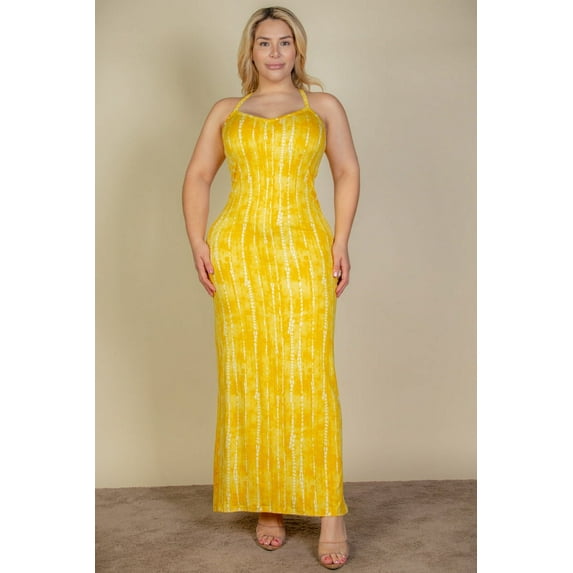 Tie Dye Printed Cami Bodycon Maxi Dress for Plus Sizes