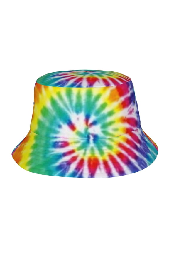 Tie Dye Psychedelic Trippy Colorful Bucket Hat, Packable Fisherman Sun Cap, Foldable UV Protection for Fishing Beach Hiking Camping