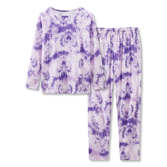 Topgal Tie Dye Purple Heart Pajamas for Girls 2-Piece Long Sleeves PJ Set Autumn Outfit Cute Soft Big Kid Size 6