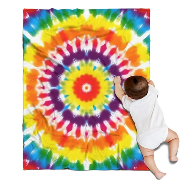 Tie Dye Rainbow Concentric Circles Pattern Blanket,Comfortable Soft Flannel Throw Blanket,All Season,Warm Lightweight Blankets for Sofa Bed Couch Living Room Chair,30"x40"