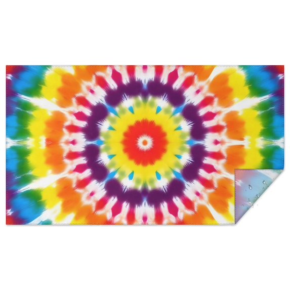 Tie Dye Rainbow Concentric Circles Pattern Rectangle Tablecloth 60"x102",Waterproof Polyester Rectangle Table Cloth, Wipeable Spillproof Polyester Tablecloth for Dining, Camping, Indoor and Outdoor