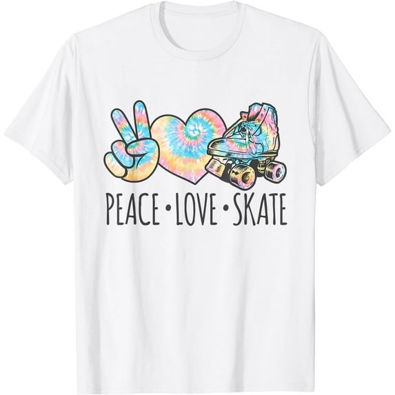 Tie Dye Roller Skating for Teen Girls | Peace Love Skate T-Shirt