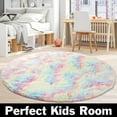 thumbnail image 1 of Tie Dye Round Rug For Girls Bedroom,Fluffy Circle Rug For Kids Room,Furry Carpet Shaggy Area Rug For Nursery Room,Fuzzy Plush Rug For Dorm,Cute Room Decor, 1 of 8