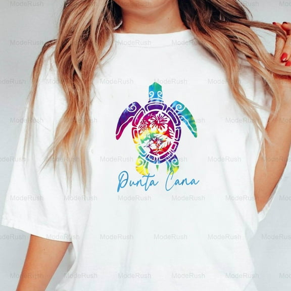 Tie Dye Sea Turtle Punta Cana Family Vacation Matching Graphic New Unisex T-Shirt, up to size 5XL