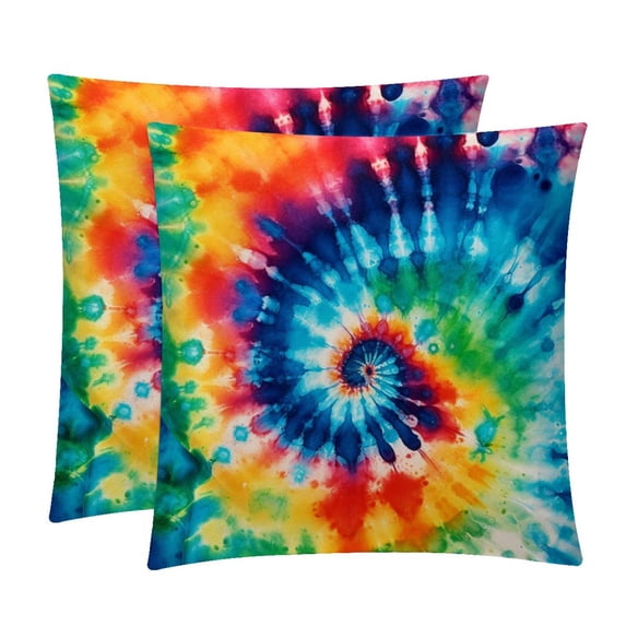 Tie Dye Set of 2 Velvet Throw Pillow Covers Inserts with 16x16, 18x18, 20x20 Inches Chair Pillow Covers - Unique Patterns for Throw Pillows for Various Occasions