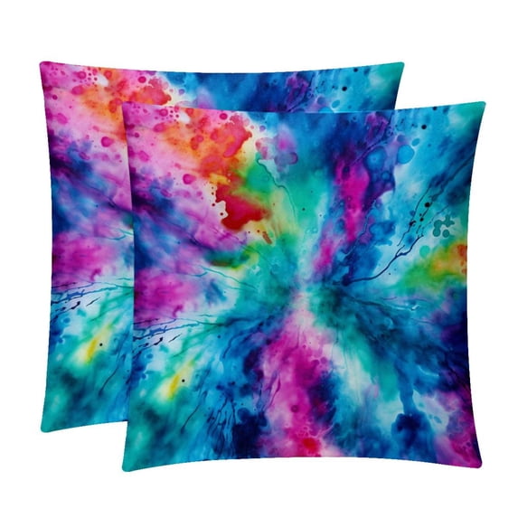 Tie Dye Set - Decorative Pillows Covers, Velvet Throw Pillow Cases with Unique Patterns for Home Decor, 16x16, 18x18, 20x20 Inches, 2 Pack - Great for Various Occasions.