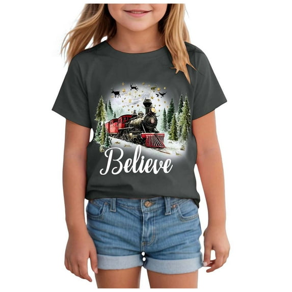 Tie Dye Shirt Kids Toddler Girls Boys Christmas Shirts Merry and Bright Santa's Reindeer Long Sleeve T-Shirt Cute Xmas Holiday Tees Tops